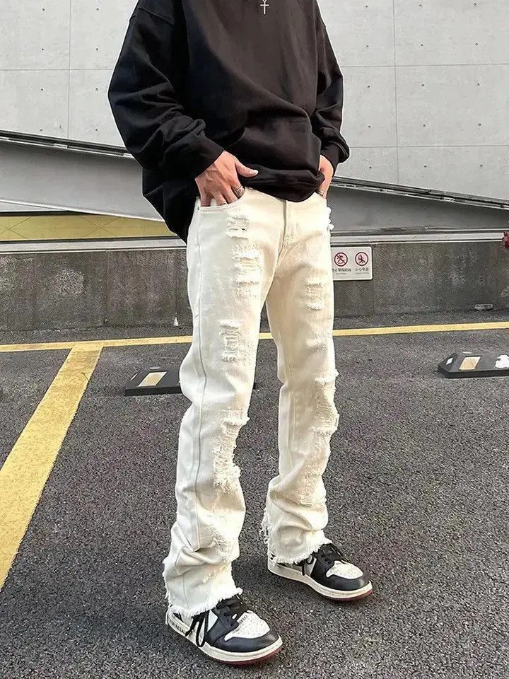 Japanese Brand Punk Street Clothing Broken Hole Jeans Size US 32 / EU 48 - 5 Thumbnail