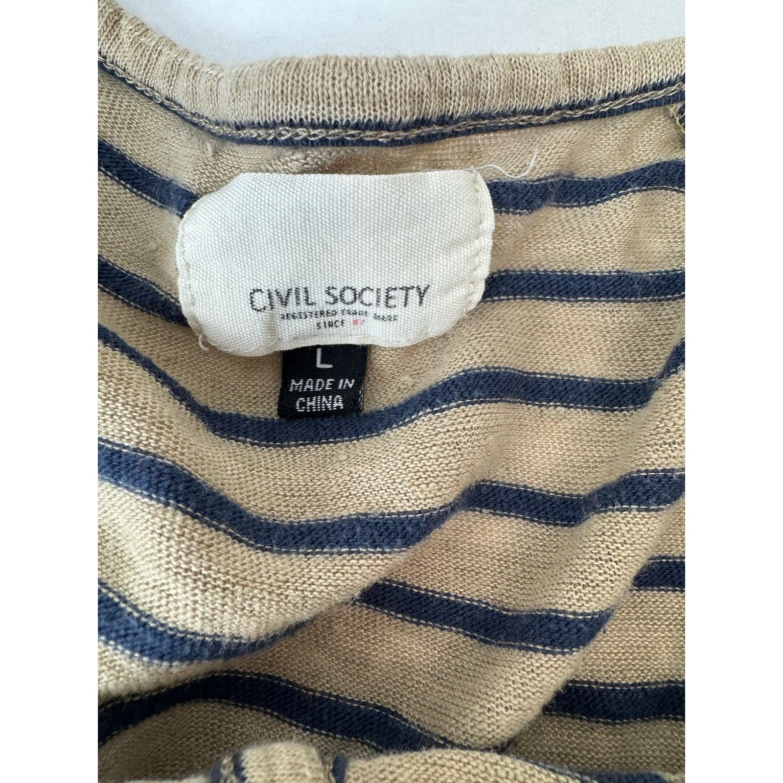 Civil Society Civil Society Linen Shirt Stripes Neutral Beige Blue Large Size L / US 10 / IT 46 - 7 Thumbnail