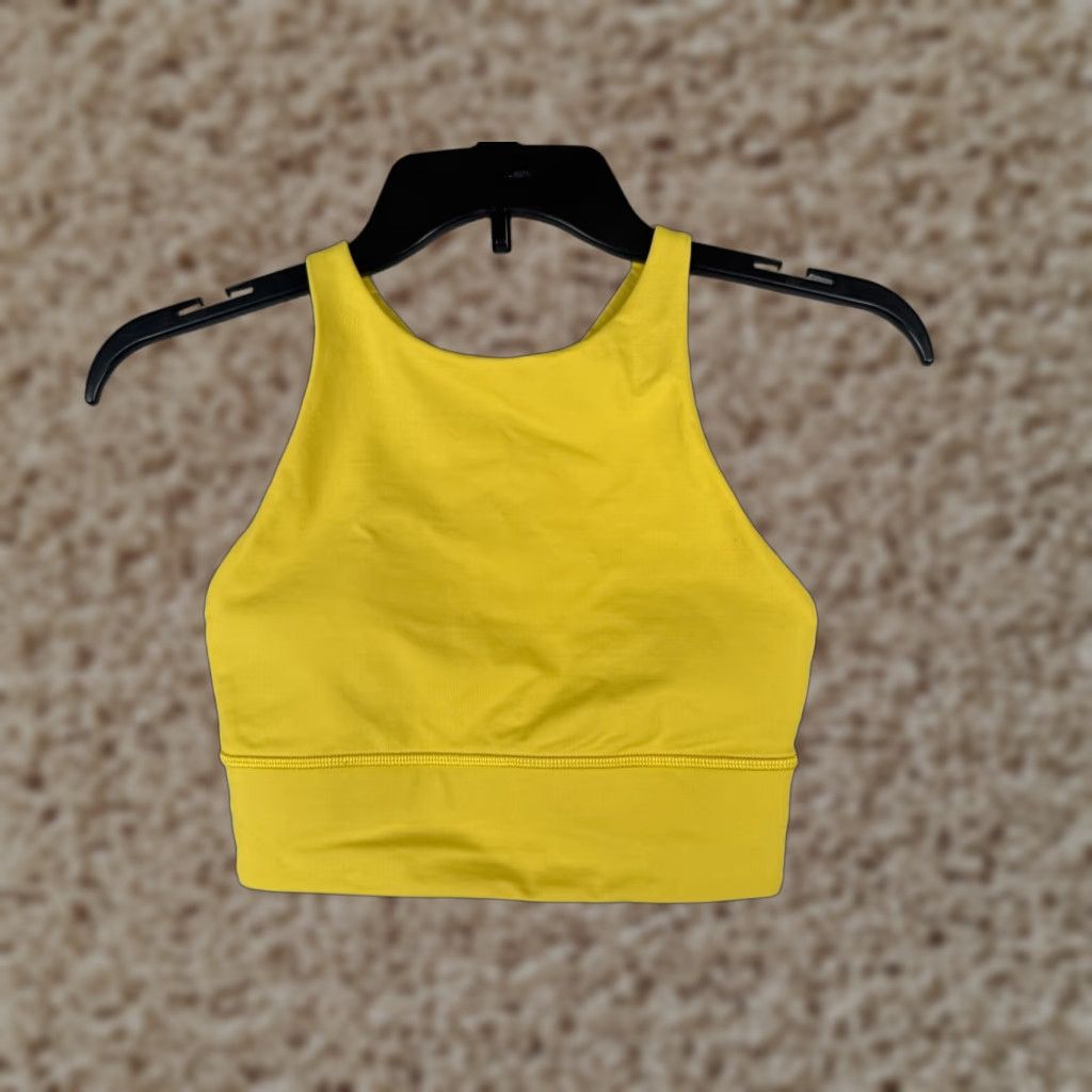 Lululemon Bra Women 2 Yellow Energy High-Neck Longline Medium Support B D