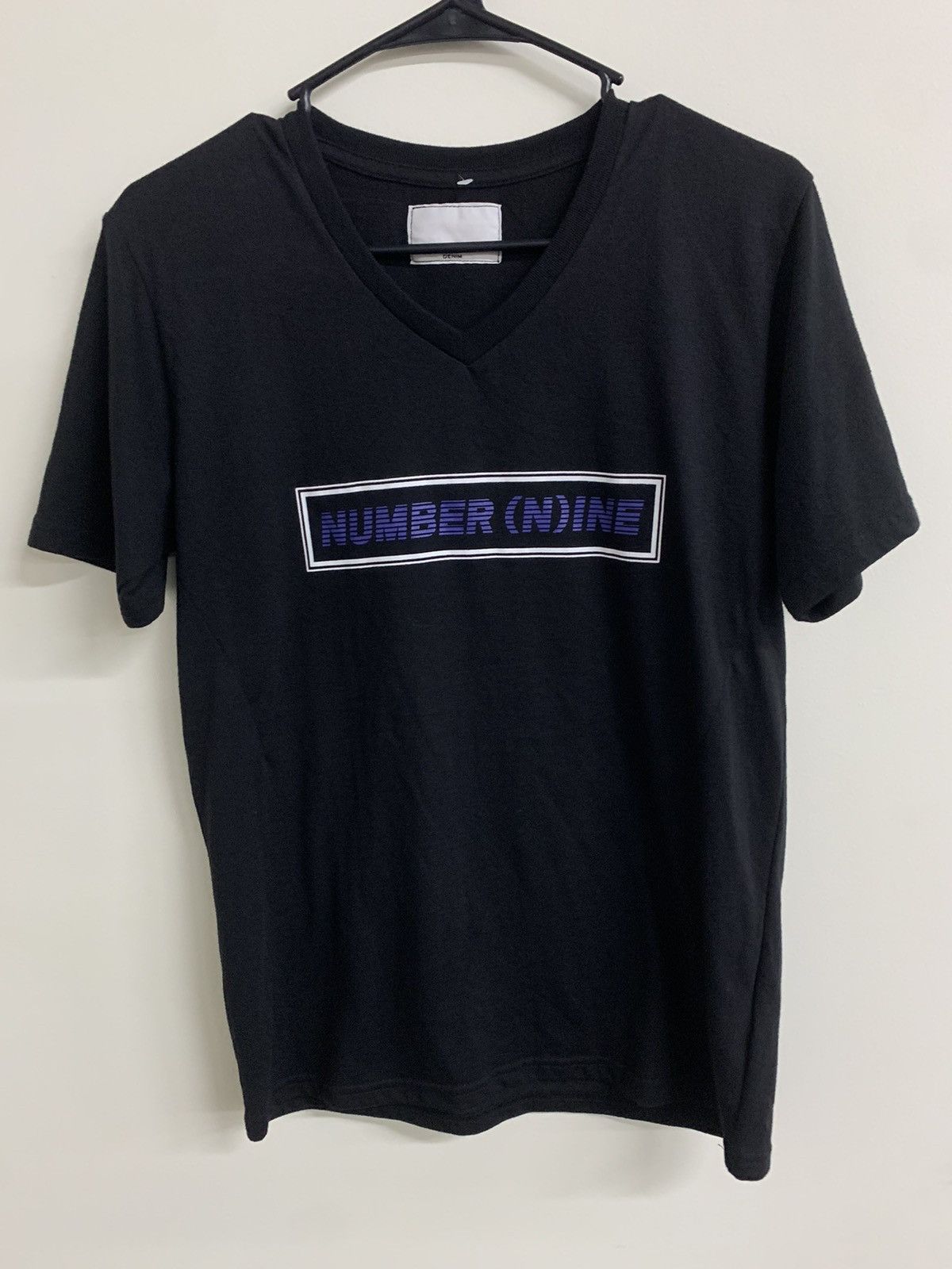 image of Number N Ine x Takahiromiyashita The Soloist Number Nine Deadstock Purple Box Logo Tee in Black (Si