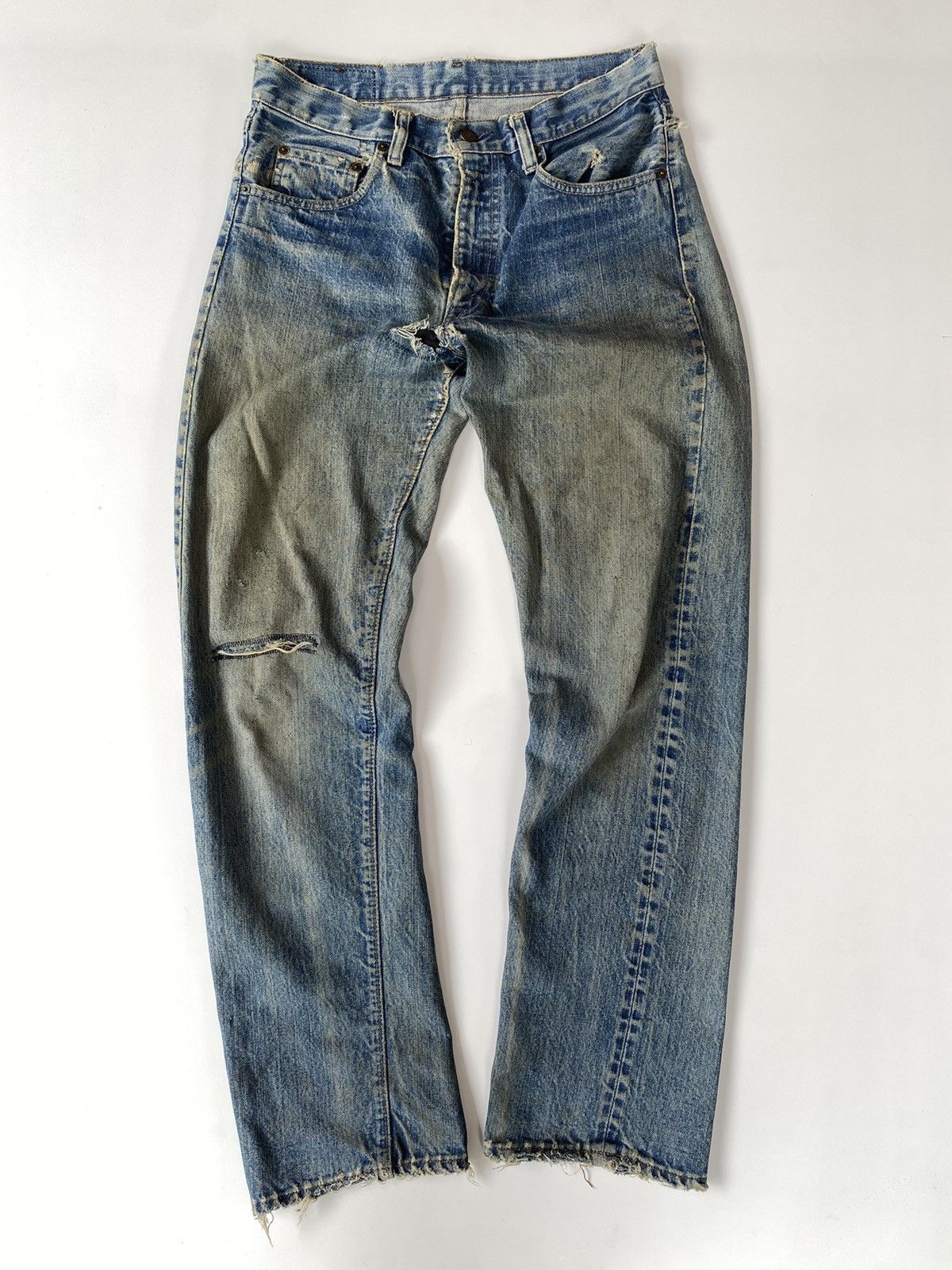 image of Distressed Denim x Levis VTG Levis 70's 505 Red Tab Jeans Distressed (42 Talon ) in Blue (Size 31)