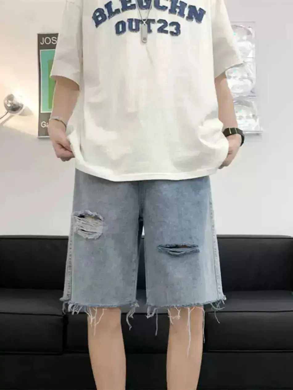 Japanese Brand Loose pleated casual distressed denim shorts Size US 30 / EU 46 - 1 Thumbnail