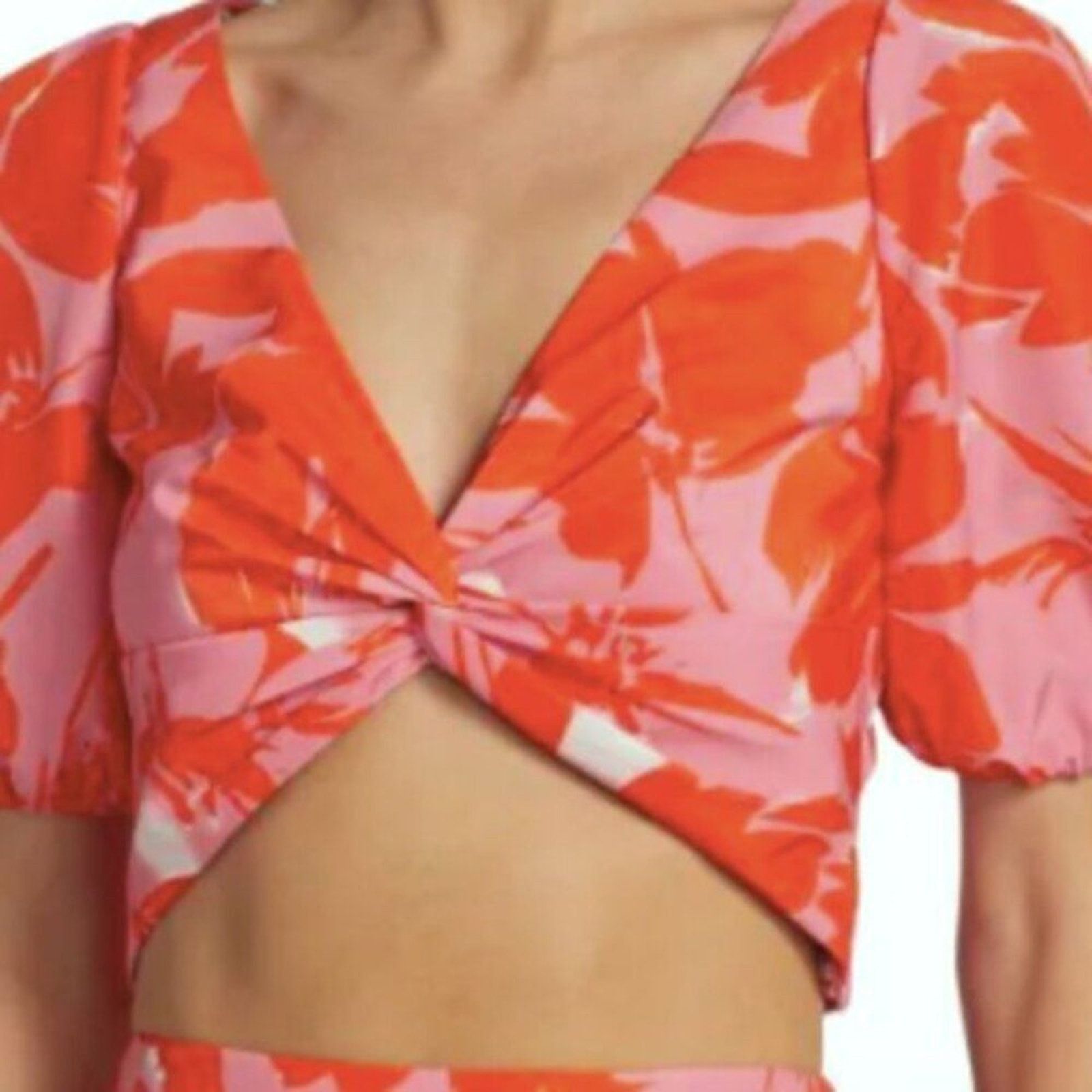 Monique Lhuillier ML Monique Lhuillier Printed Taffeta Crop Top 10 Size L / US 10 / IT 46 - 4 Thumbnail