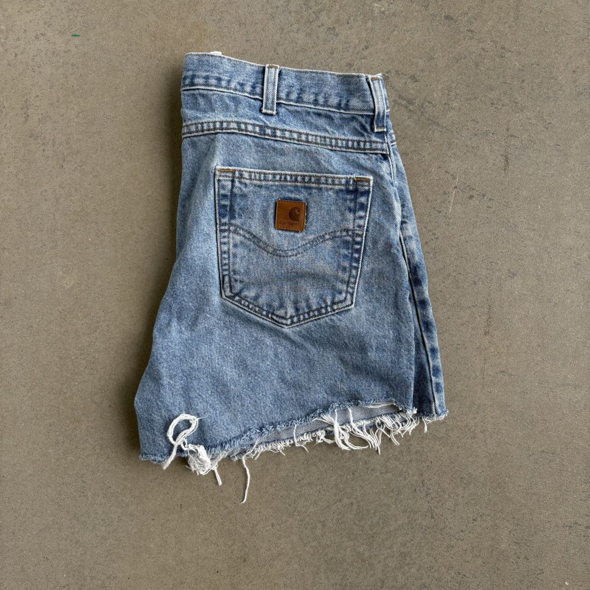 Vintage Crazy Vintage Carhartt Thrashed Jean Shorts Jorts 36" Blue Size US 36 / EU 52 - 4 Thumbnail