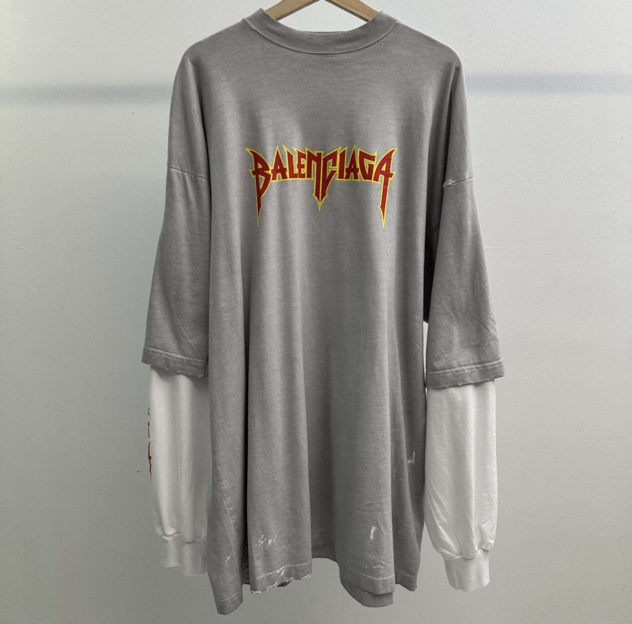 image of Balenciaga Metal Long Sleeve Tee in White, Men's (Size XL)