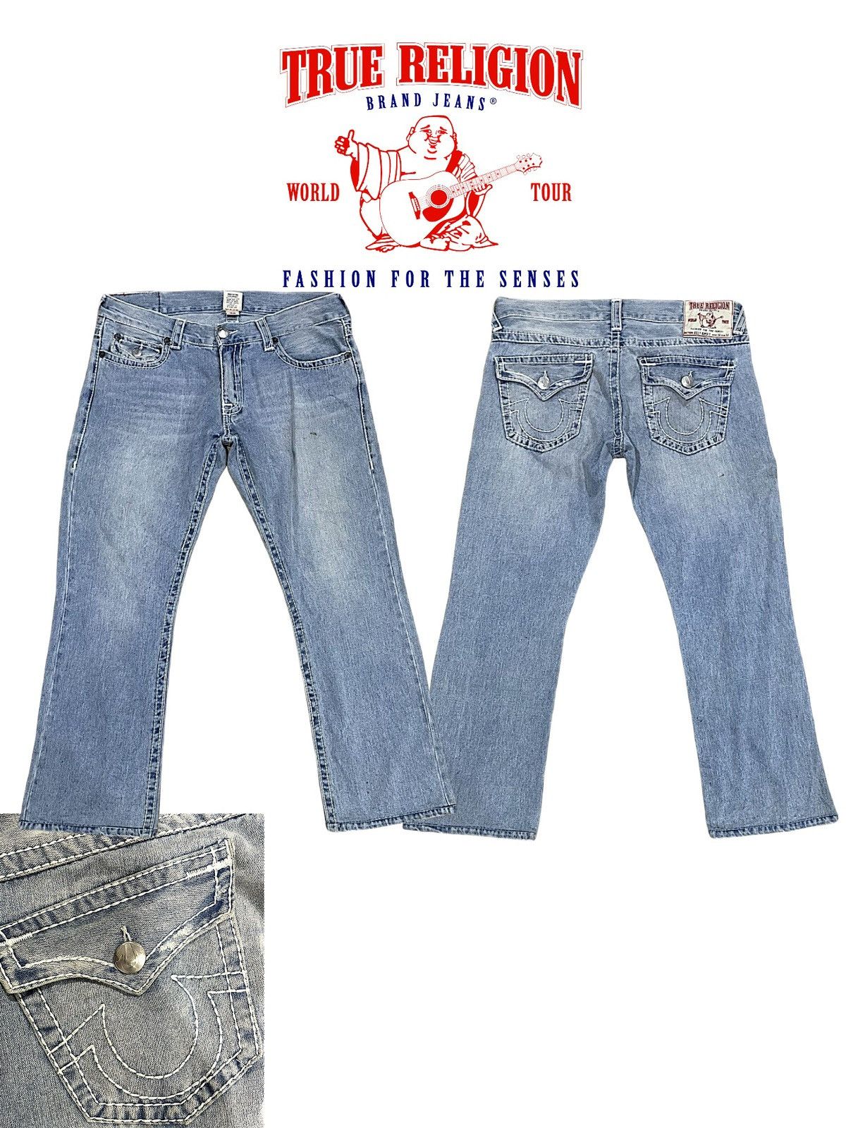 Designer × True Religion Vintage True Religion Billy Super T World Tour Flared Jeans Size US 40 / EU 56 - 1 Thumbnail