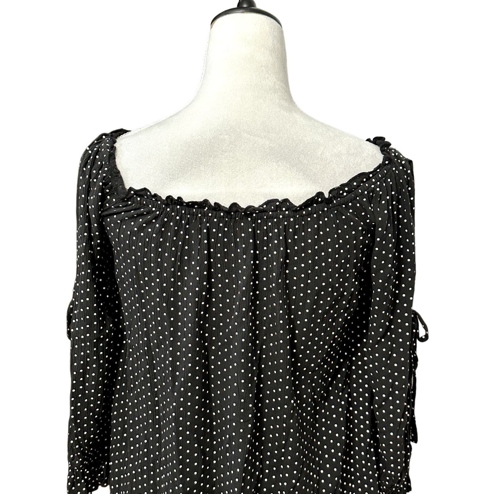 American Eagle Outfitters American Eagle Outfitters Off Shoulder Polka Dot Black W XS Size XS / US 0-2 / IT 36-38 - 6 Thumbnail