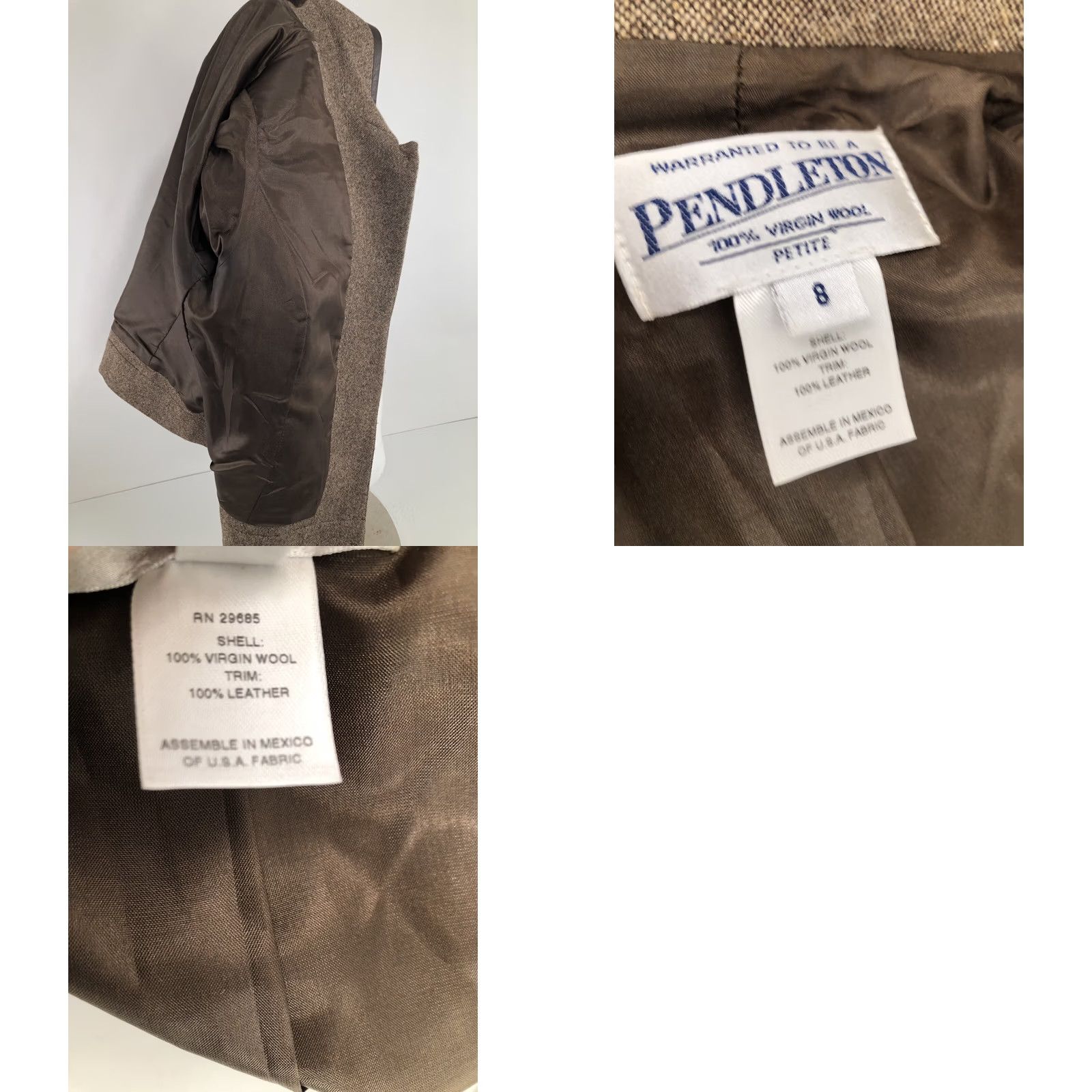 Pendleton Pendleton Blazer Jacket 100% Wool Leather Trim Sz. 8 Petite Women Size M / US 6-8 / IT 42-44 - 8 Thumbnail