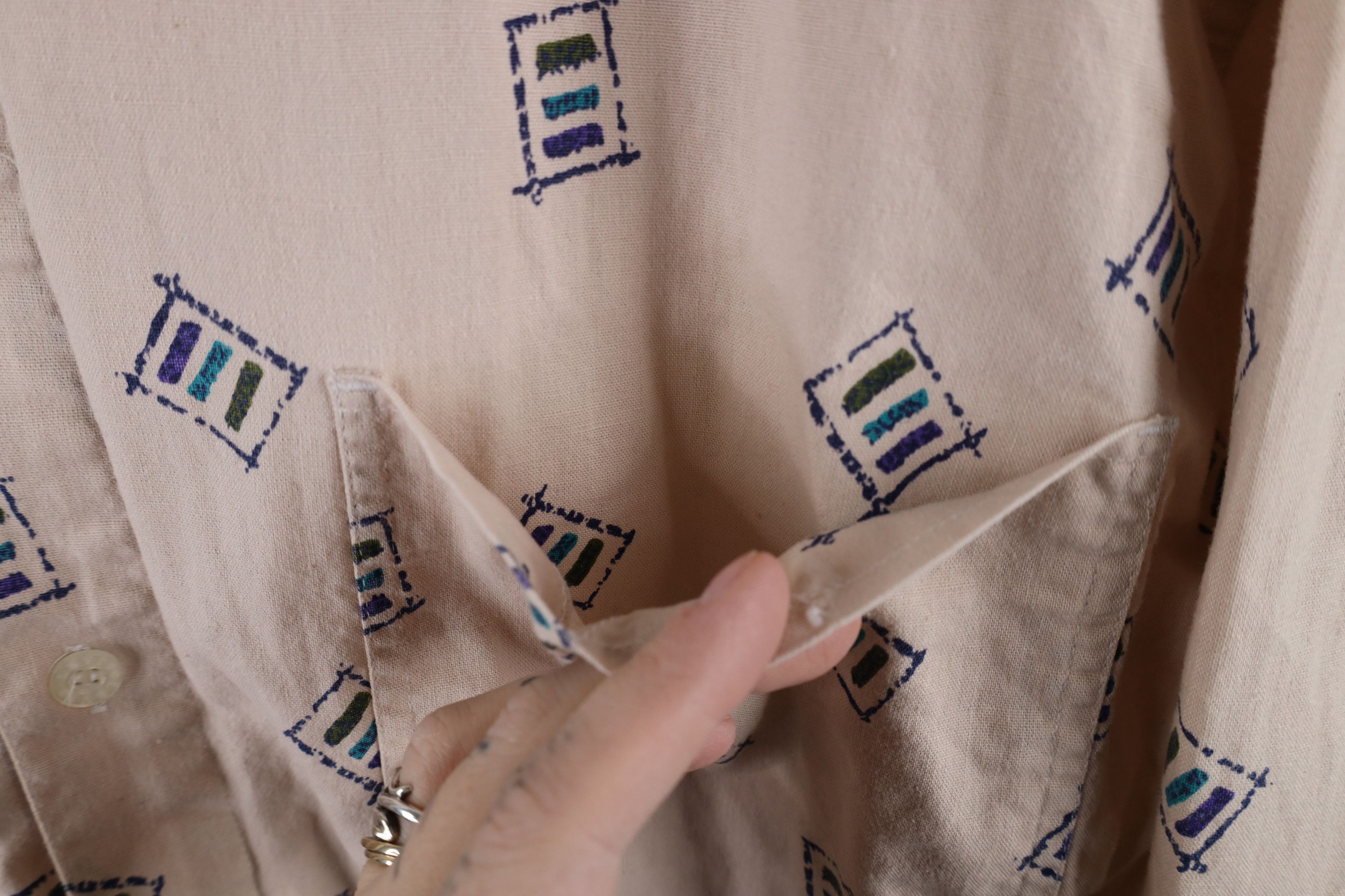 Levi's × Vintage Vintage 90s Levis Abstract Geometric Collared Button Shirt Size US XL / EU 56 / 4 - 6 Thumbnail