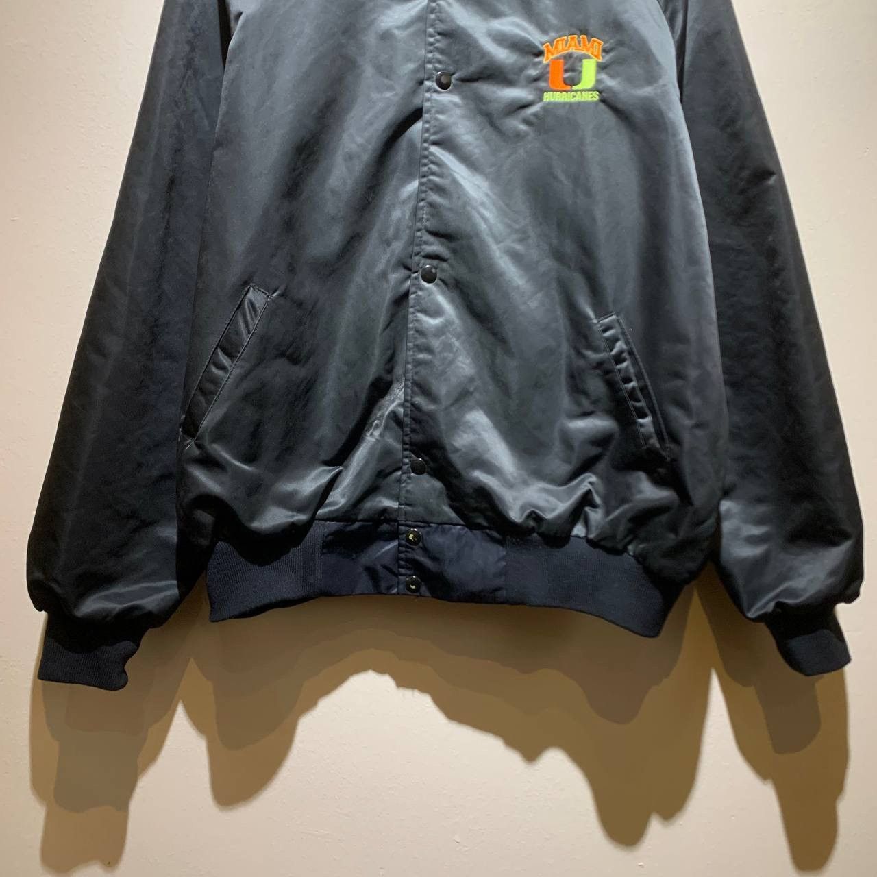 Vintage 🔥 Vintage 90s Miami Hurricanes by Stitch Count Satin Jacket Size US XL / EU 56 / 4 - 5 Thumbnail