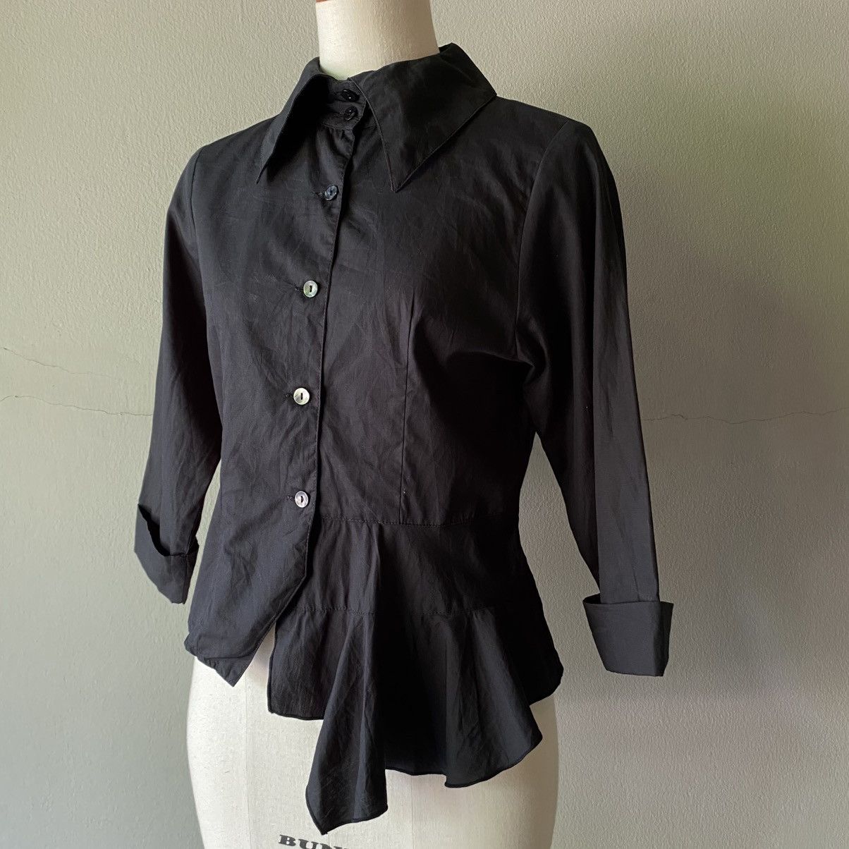 Japanese Brand × Seditionaries PEACE NOW Y2K Punk Fitted Black Ruffle Trim Blouse Size M / US 6-8 / IT 42-44 - 1 Thumbnail