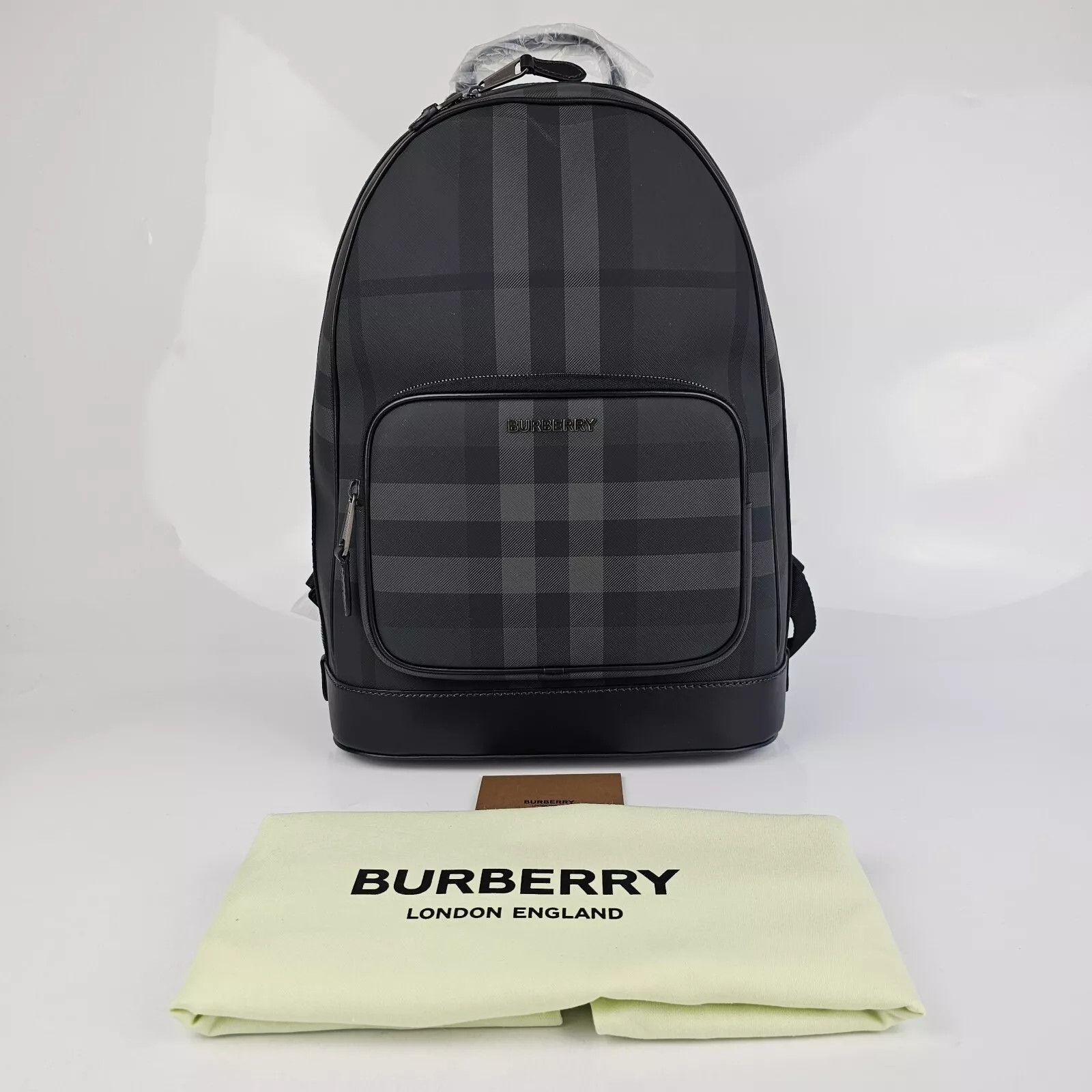 Burberry BURBERRY Rocco Charcoal Checkered E-Canvas Backpack New Size ONE SIZE - 2 Thumbnail