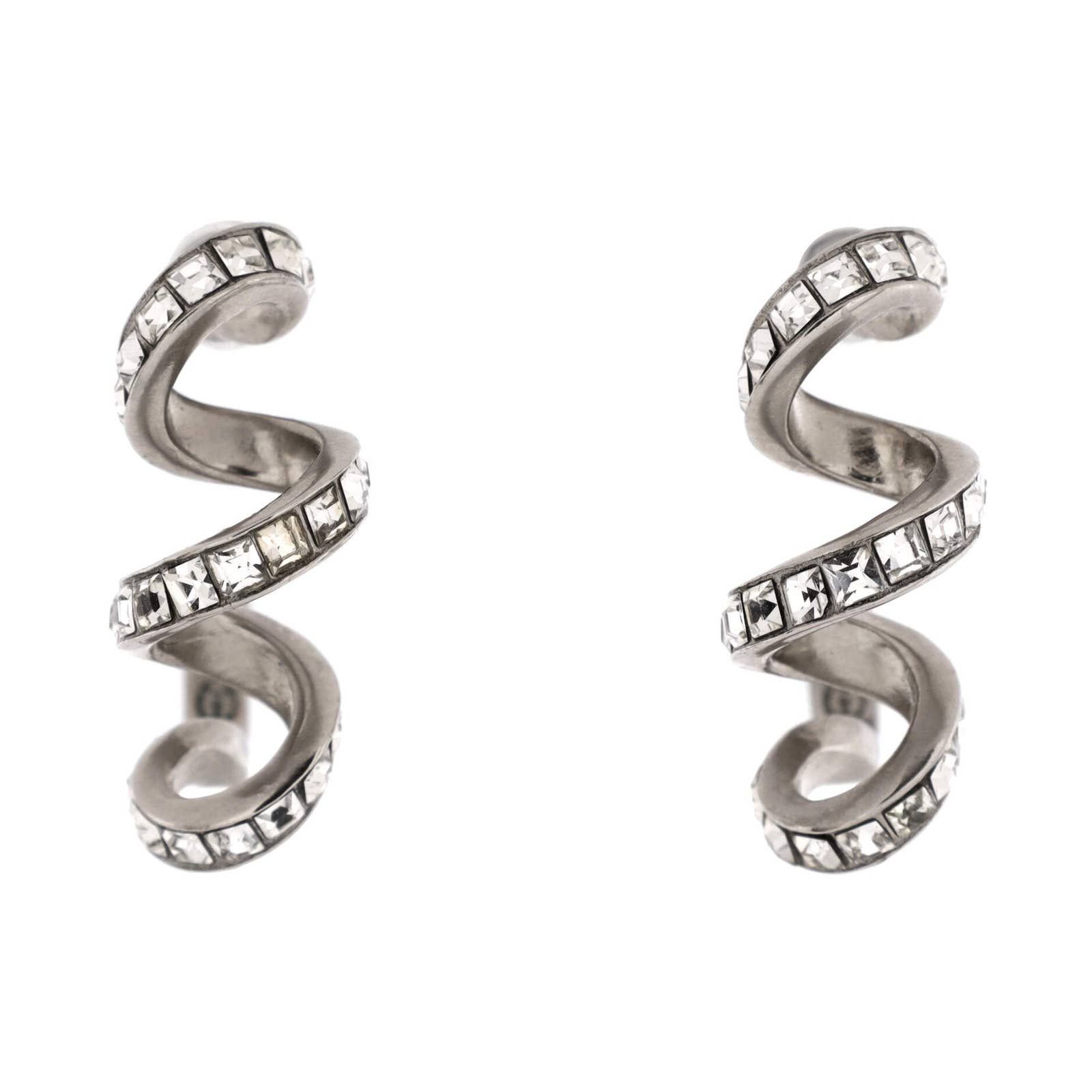 Chanel Spiral Twist Earrings Metal with Crystals