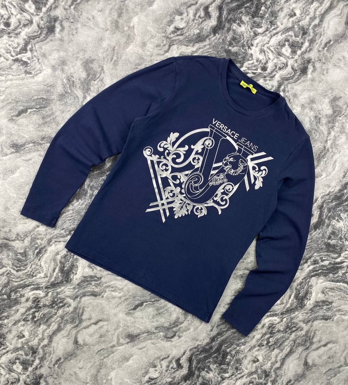Versace Versace Jeans Big Logo Long Sleeve Men Size S Blue Size US S / EU 44-46 / 1 - 1 Thumbnail