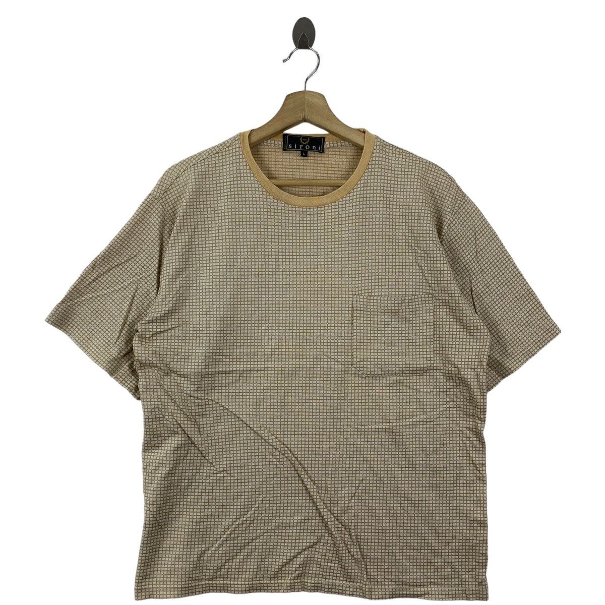 Other SIRONI Italian Brand Check Tartan Pocket Cream Short Sleeve Size US L / EU 52-54 / 3 - 1 Thumbnail