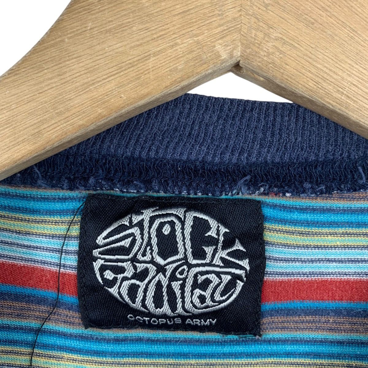 Japanese Brand × Vintage Vintage STOCK BADILAY By octupus army stripe tee Size US L / EU 52-54 / 3 - 3 Thumbnail