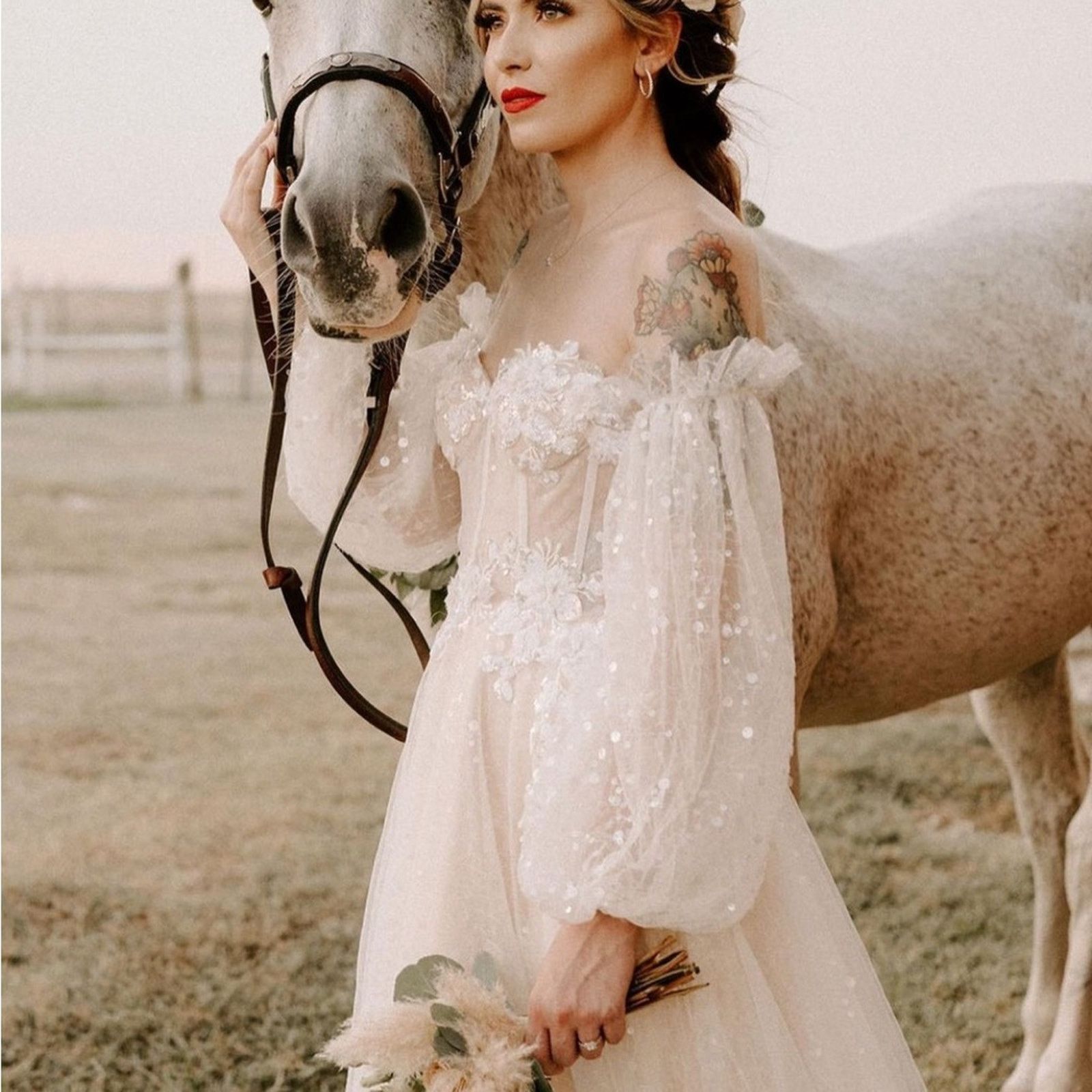 Anthropologie Sparkle Sheer Lace Sleeve Corset Wedding Dress Bridal Gown Size XL / US 12-14 / IT 48-50 - 8 Thumbnail