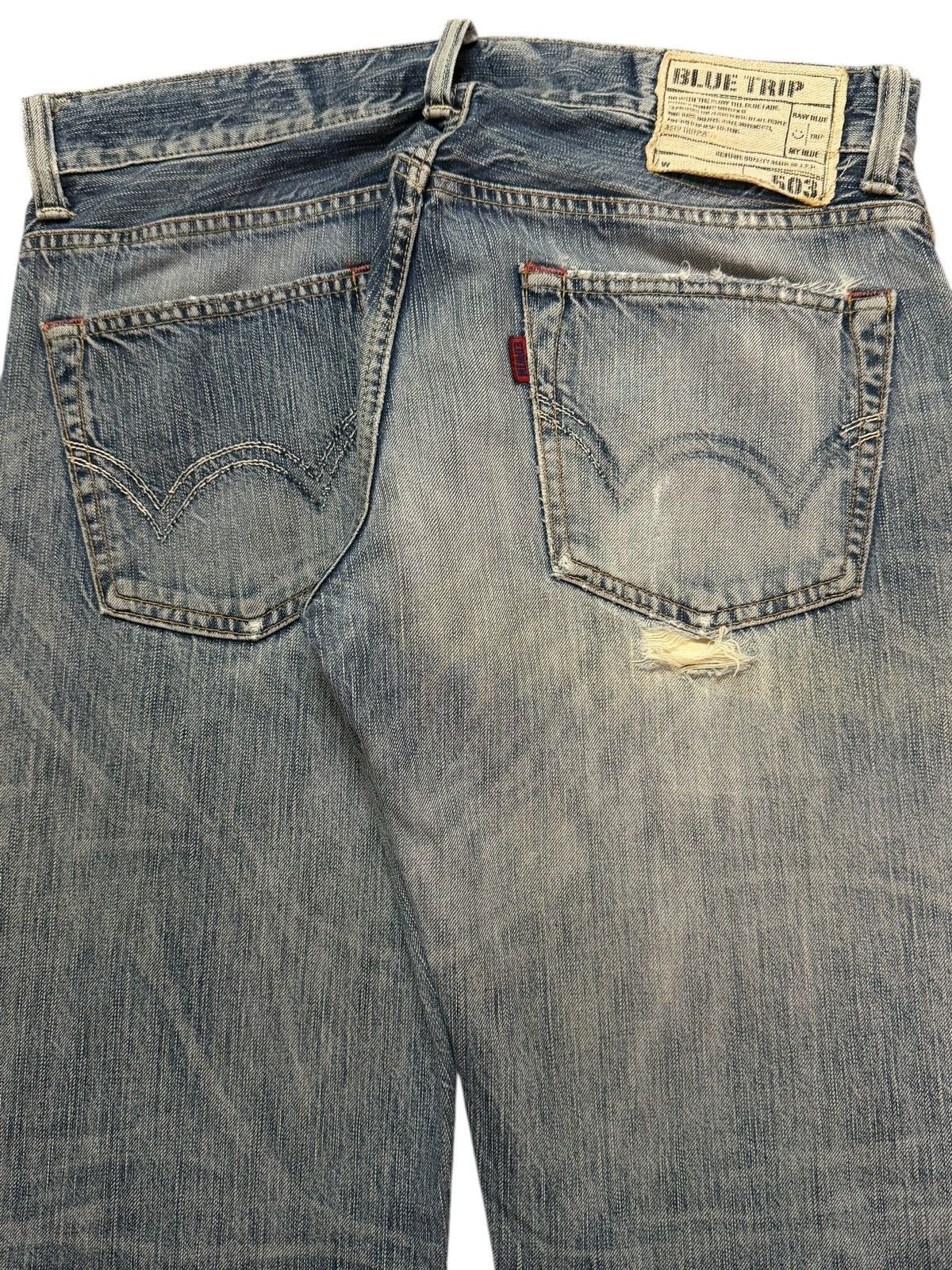 Edwin Vintage 90s Edwin 503 Blue Faded Wash Distress Straight Leg Size US 33 - 5 Thumbnail