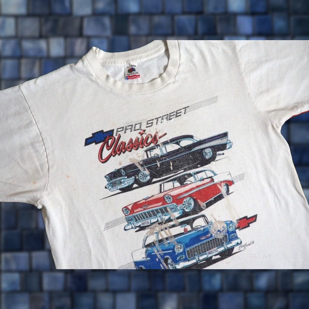 Vintage VINTAGE Chevrolet Street Distress USA Tee T-Shirt L White 1980s Graphic Tee Men Size US L / EU 52-54 / 3 - 1 Thumbnail