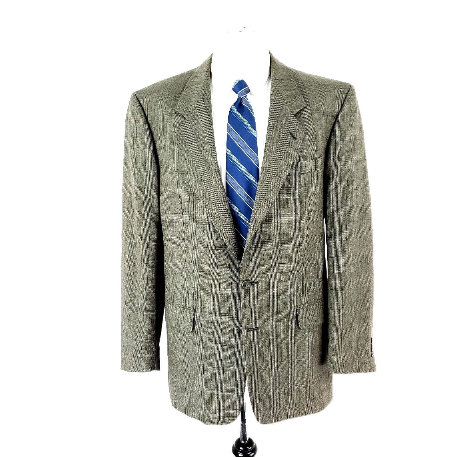 Vintage Cricketeer Wool 2 Button Sport Coat 40L Tan Glen Plaid Blaze Size 40L - 3 Thumbnail
