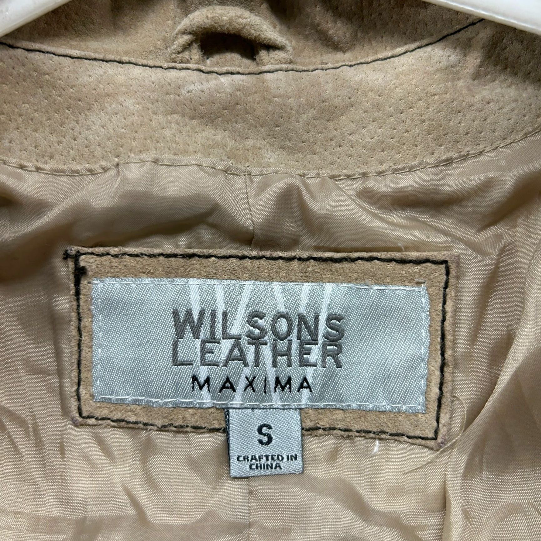 Vintage Wilsons Leather Jacket Womens Small Beige Maxima Suede Pea Coat Solid Zip Jacket Size S / US 4 / IT 40 - 6 Thumbnail