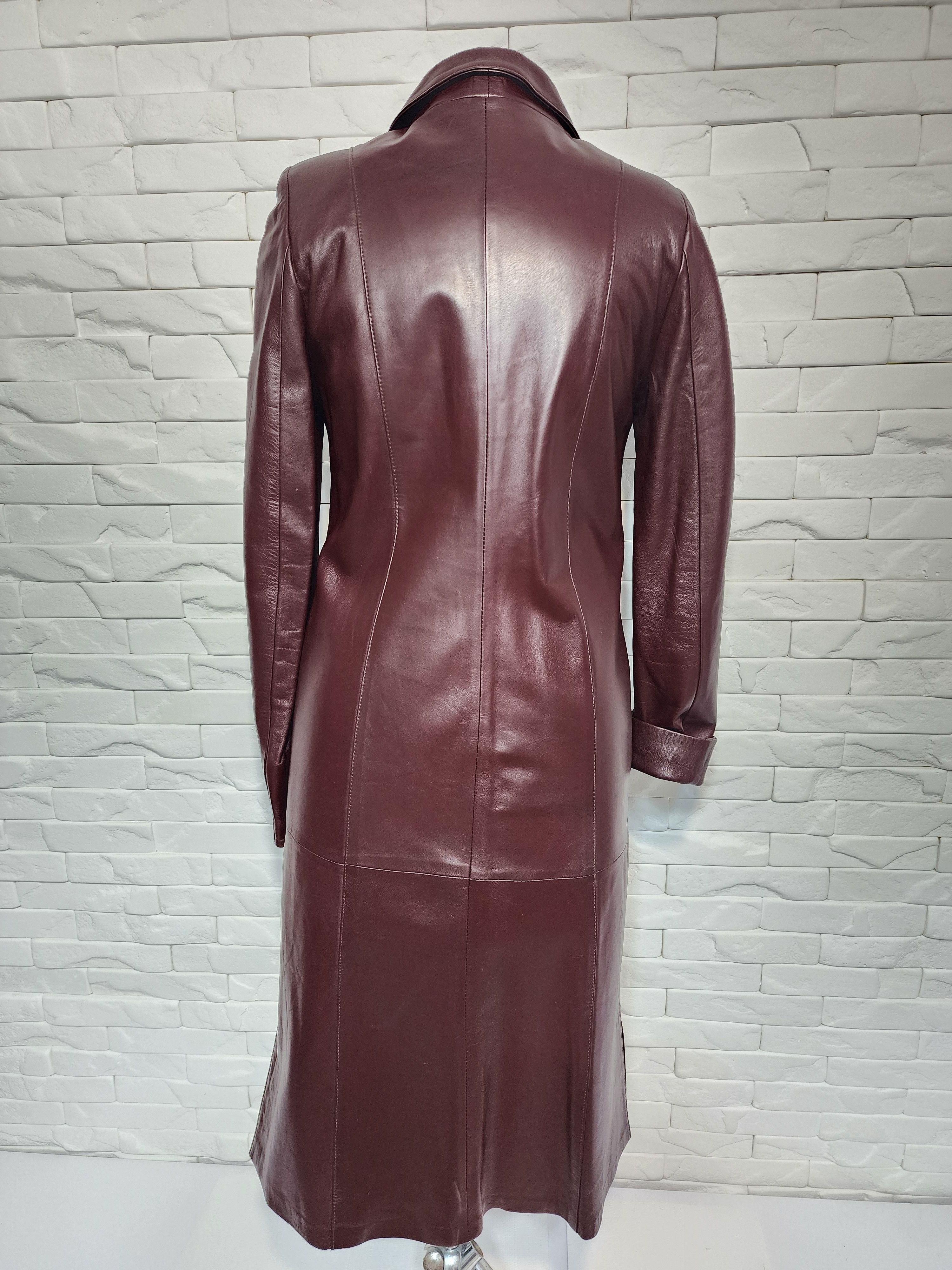 Designer Women's Long Genuine Leather Jacket Size S / US 4 / IT 40 - 4 Thumbnail