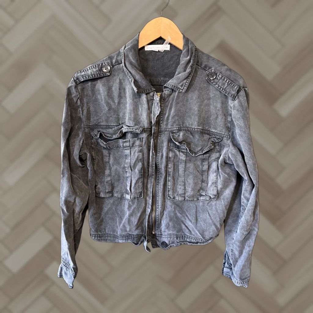 Young Fabulous & Broke YOUNG FABULOUS & BROKE Womens Jacket Grey Small Zip Tencel Lightweight Chambray PNK Basic Size S / US 4 / IT 40 - 1 Thumbnail