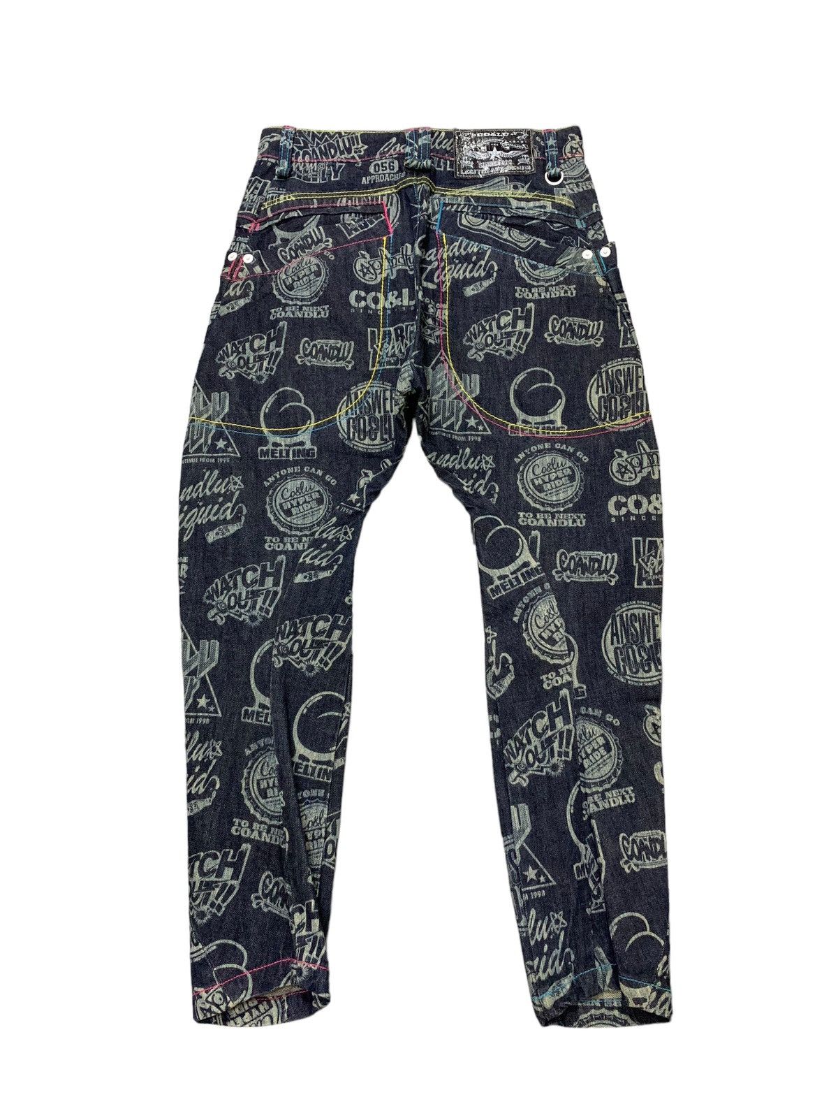 Hysteric Glamour × Japanese Brand Co & Lu Japan Drop Crotch All Over Printed Men Denim Pants Size US 29 - 10 Thumbnail