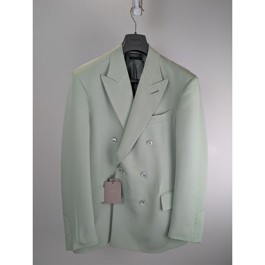 Tom Ford o1rshd1 Double Breasted Jacket in Light Green Size US M / EU 48-50 / 2 - 7 Thumbnail
