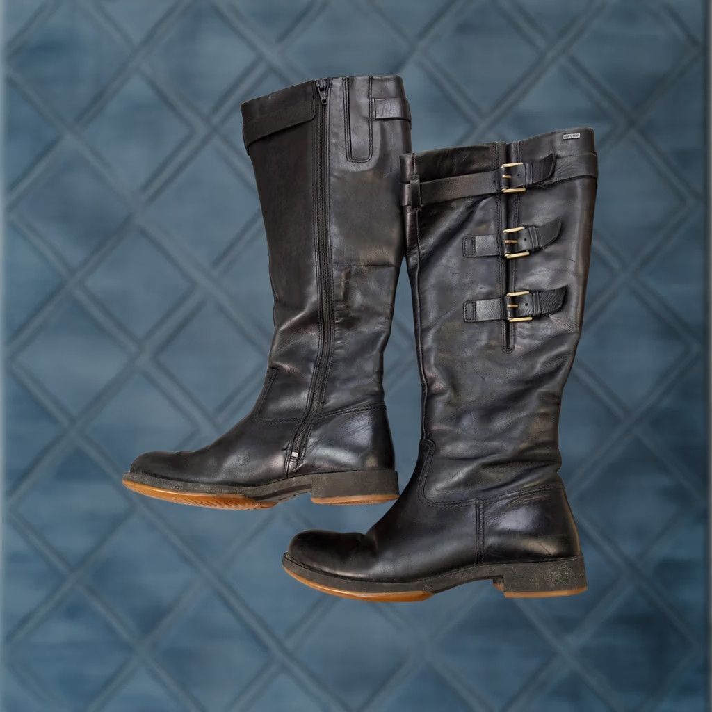 Ecco ECCO Boots Womens 7.5 38 Black Leather Knee High Buckle Gore-Tex Riding Boot - Waterproof Zippered Casual Winter Shoes Womens Size US 8 / IT 38 - 1 Thumbnail