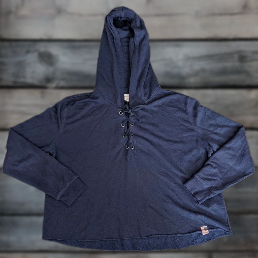 Ralph Lauren Ralph Lauren Denim & Supply Women’s Sz L Navy Blue Tie Front Cropped Hoodie Size L / US 10 / IT 46 - 1 Thumbnail