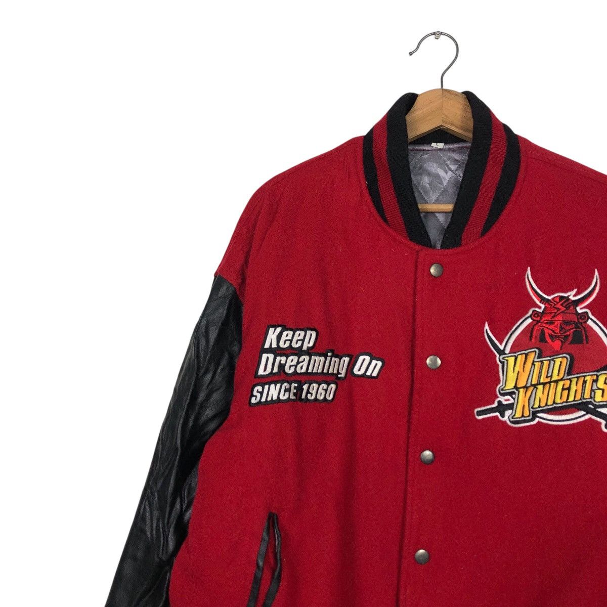 Japanese Brand 📌Vintage Varsity Leather Jacket Wild Knight Embroidery Size US L / EU 52-54 / 3 - 9 Thumbnail