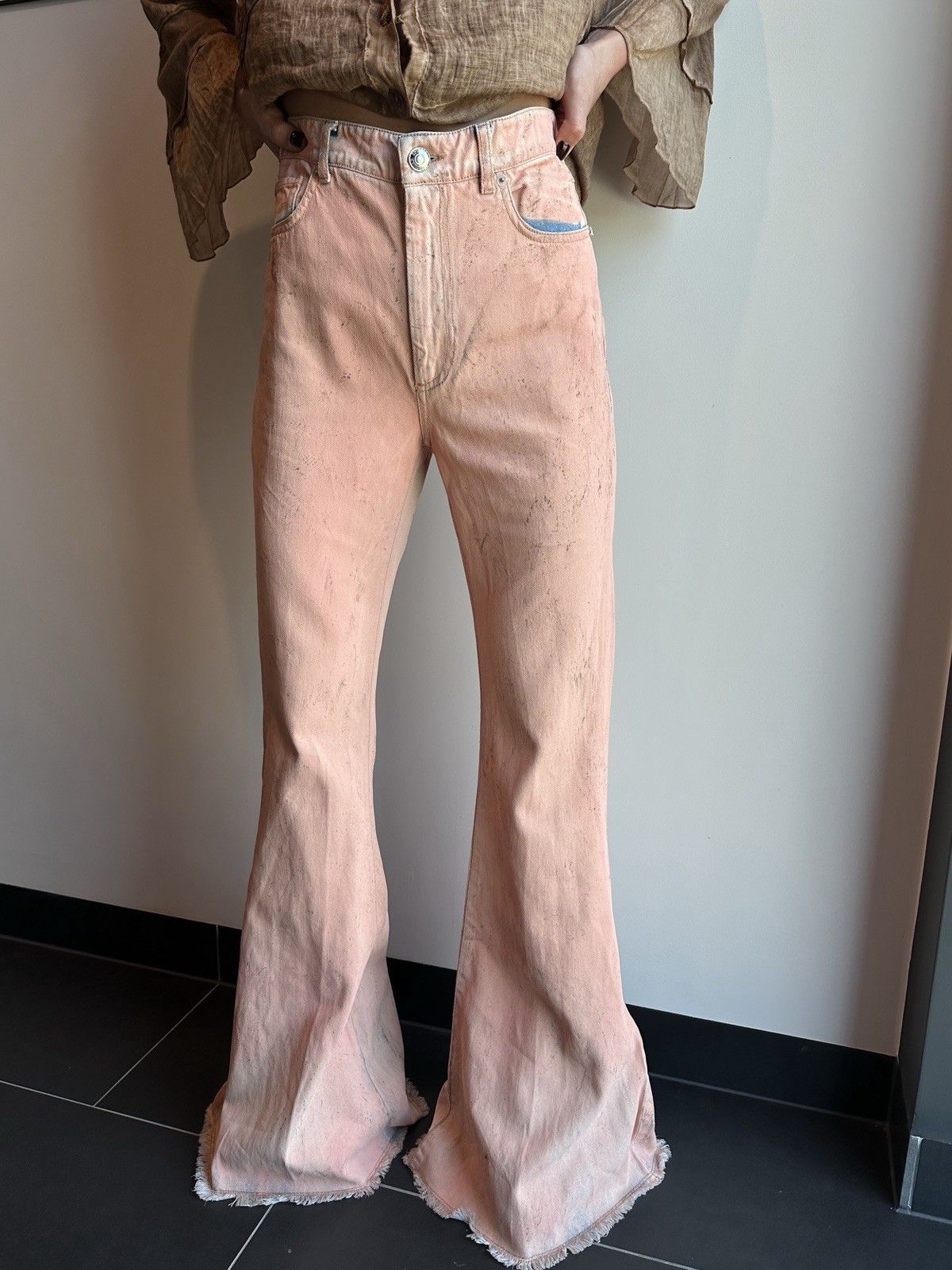 Sportmax Sportmax Fedra Flared High Waist Denim Paint Effect Jeans Size 26" / US 2 / IT 38 - 8 Thumbnail