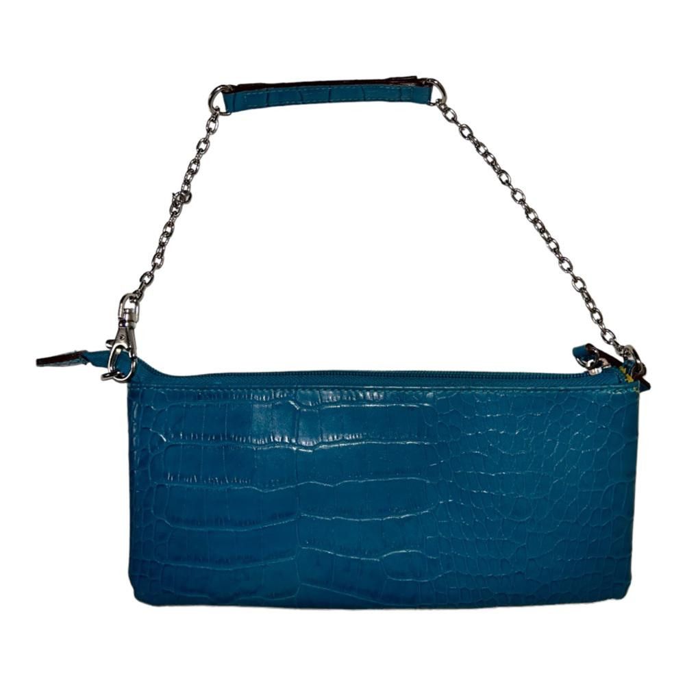 Designer Blue Faux Snakeskin Clutch Size ONE SIZE - 1 Thumbnail