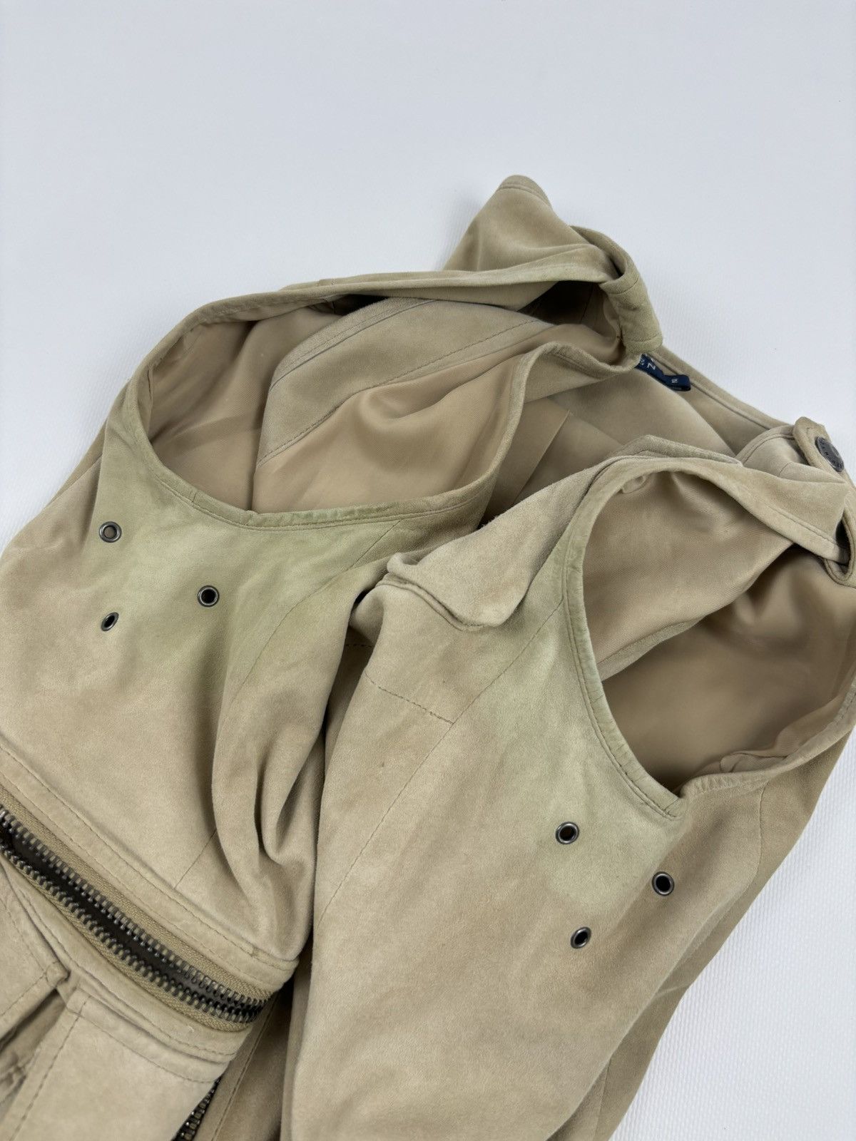 RRL Ralph Lauren × Ralph Lauren × Ralph Lauren Purple Label VTG 90's RALPH LAUREN Suede-Leather Multi-Pocket Zip Gilet Cargo Vest Jacket 2 Size XS / US 0-2 / IT 36-38 - 20 Thumbnail