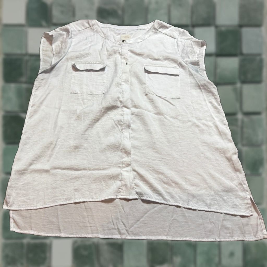 Vintage Chico's Blouse Womens Size 2 Sleeveless White Pockets Shirt Casual Workwear Top Size XS / US 0-2 / IT 36-38 - 1 Thumbnail