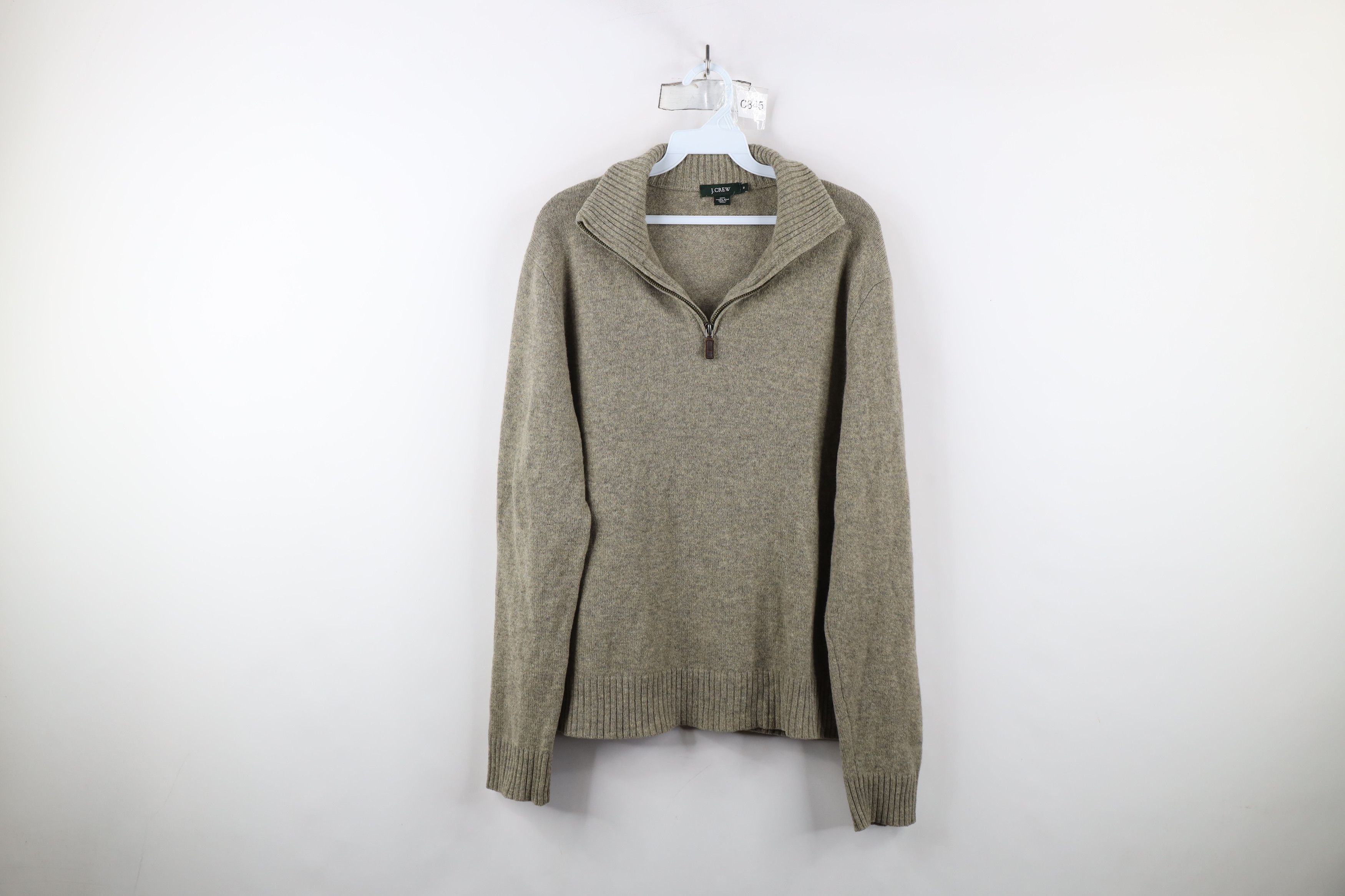 J.Crew × Vintage Vintage 90s J Crew Lambswool Knit Half Zip Sweater Beige Size US M / EU 48-50 / 2 - 1 Thumbnail