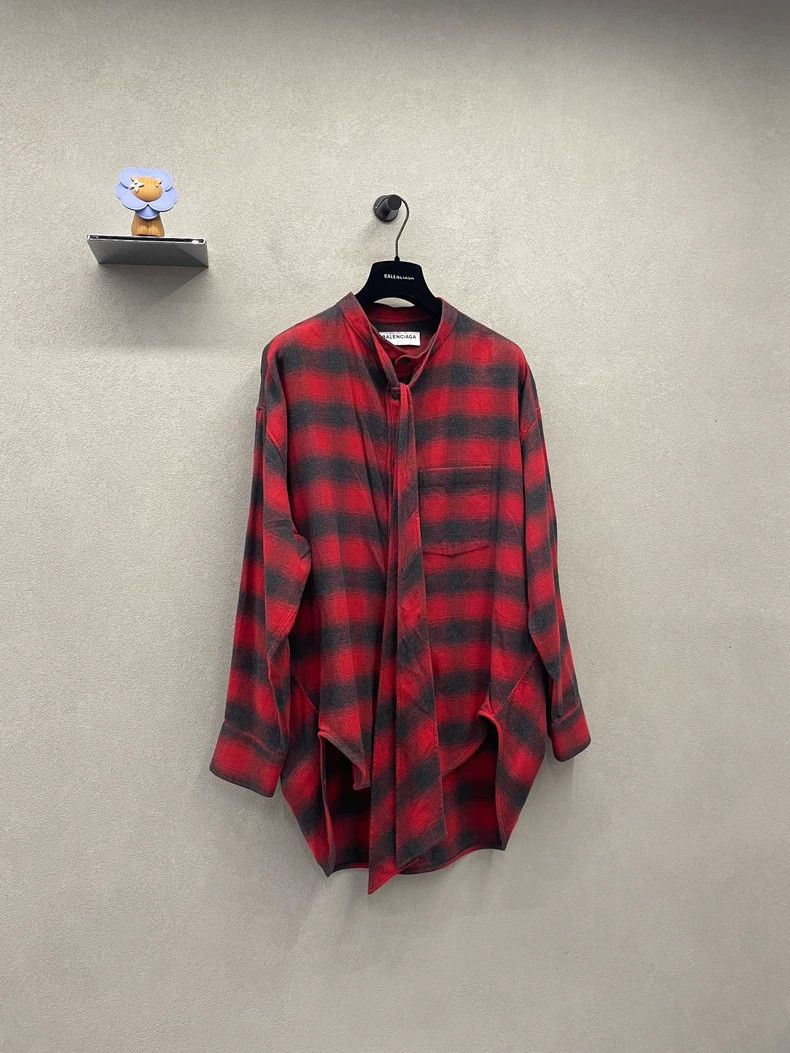Balenciaga Balenciaga size 36 Red and Black Plaid Long Sleeve Shirt Size XS / US 0-2 / IT 36-38 - 2 Thumbnail
