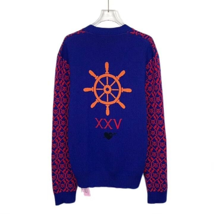 Gucci Gucci Purple Skull Print Wool V-Neck Cardigan Size US S / EU 44-46 / 1 - 2 Thumbnail