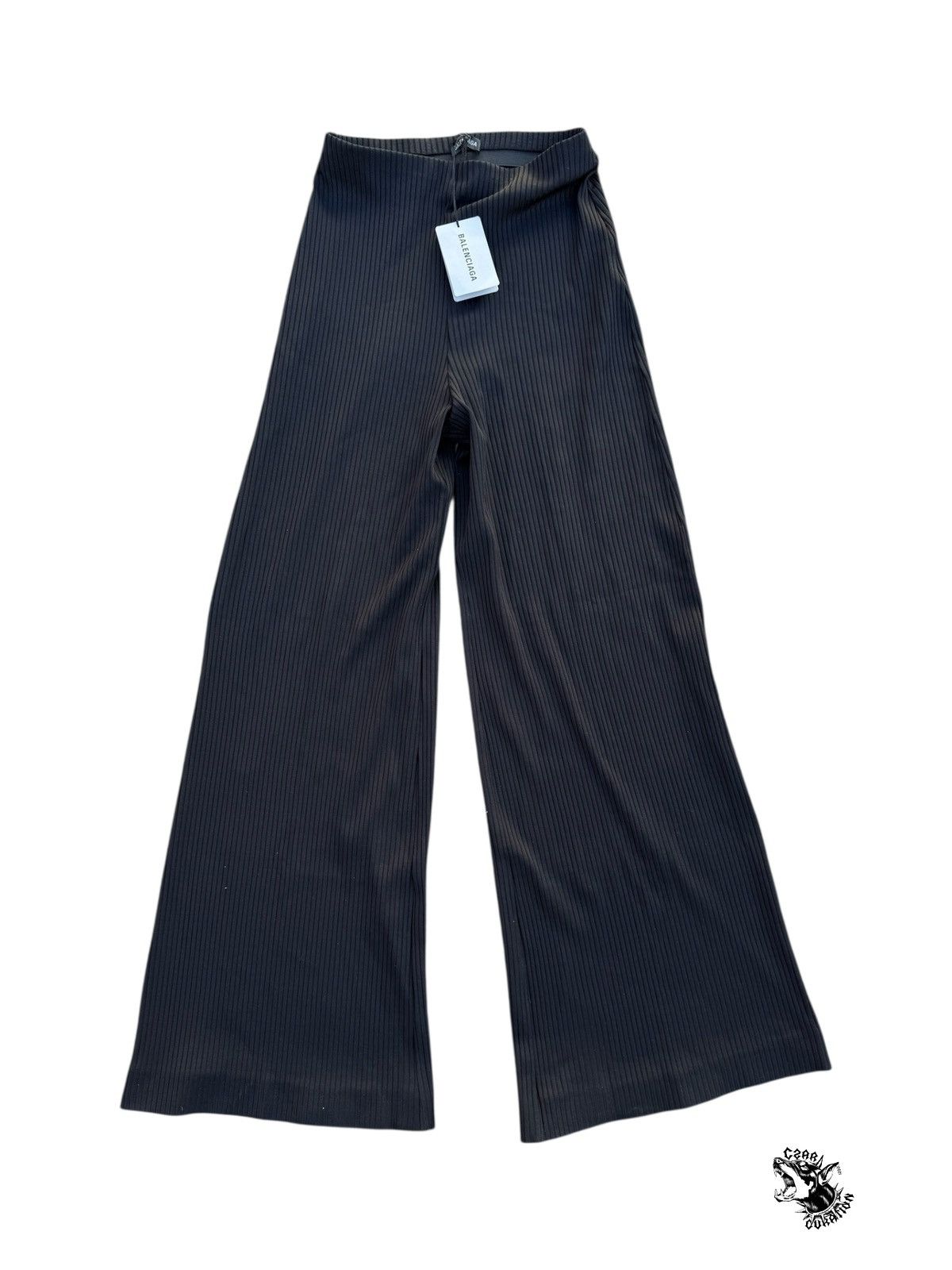 Balenciaga Balenciaga black ribbed flared pants Size 26" / US 2 / IT 38 - 1 Thumbnail