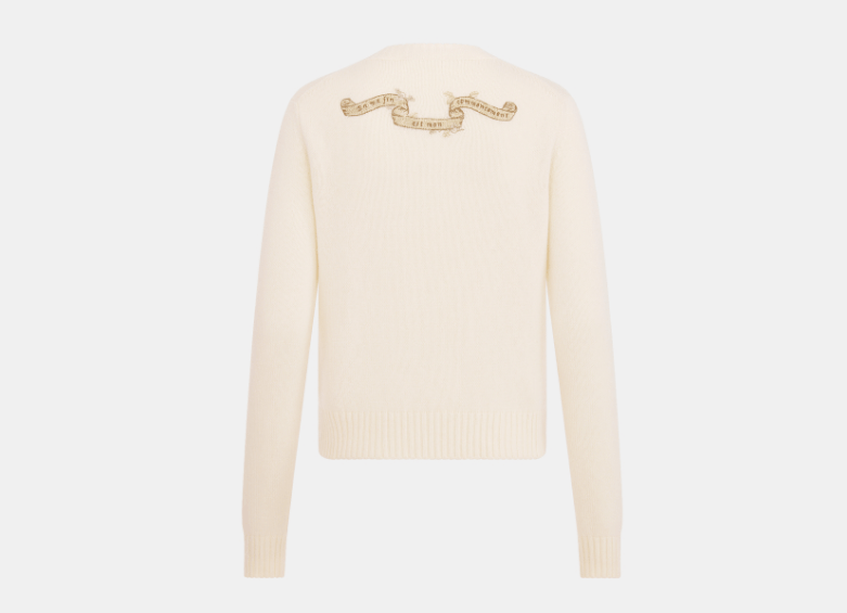 Dior o1w1db10326 514S57 Embroidered Sweater in Ecru/Gold Size XS / US 0-2 / IT 36-38 - 2 Thumbnail