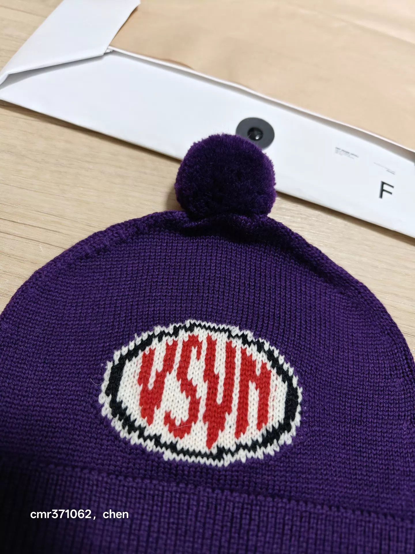 Visvim VISVIM 26SS Wool Knit Hat VSVM Logo Black & Purple Size ONE SIZE - 7 Thumbnail