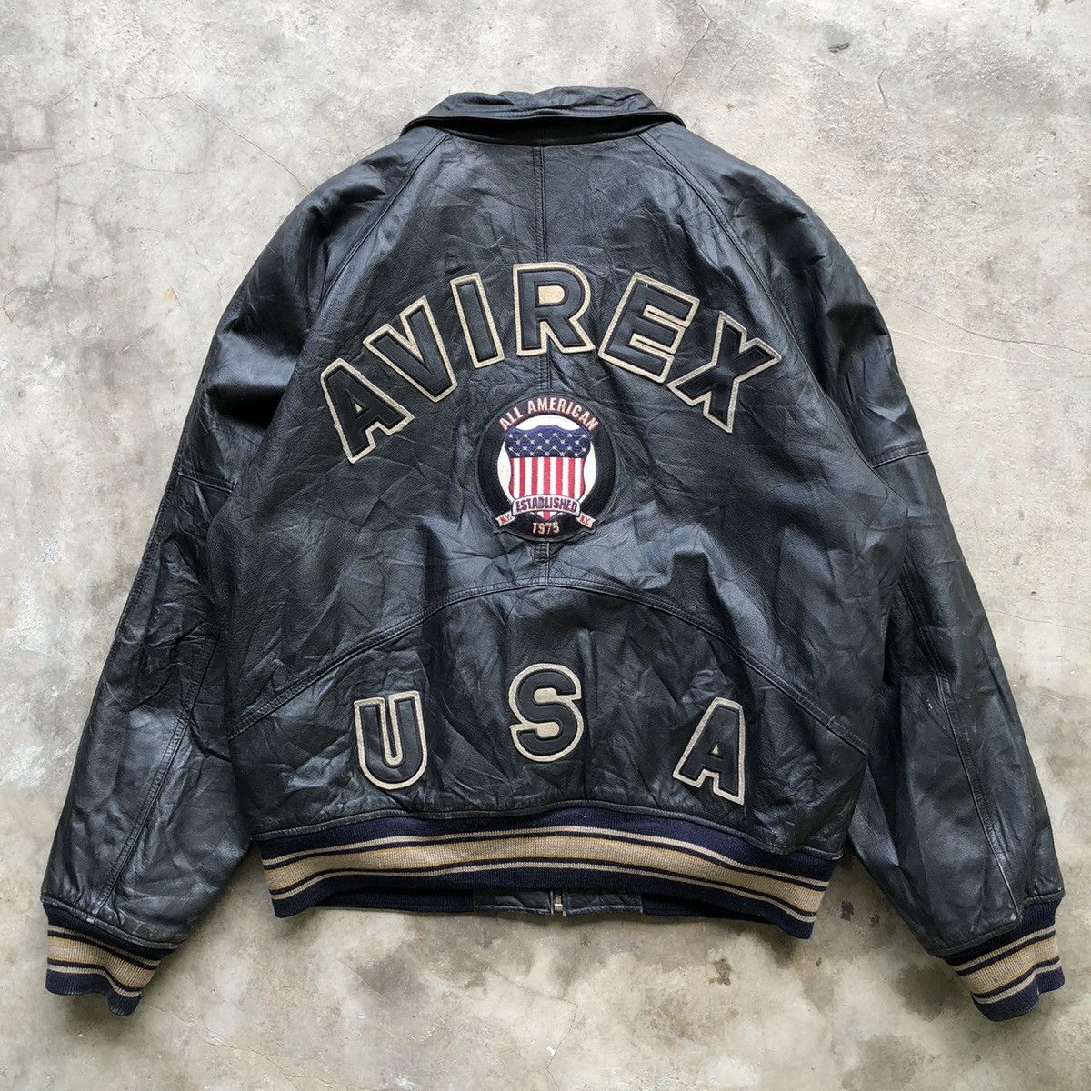 Avirex × Rap Tees 🔥 RARE VINTAGE ICON AVIREX VARSITY LEATHER JACKET Size US L / EU 52-54 / 3 - 4 Thumbnail