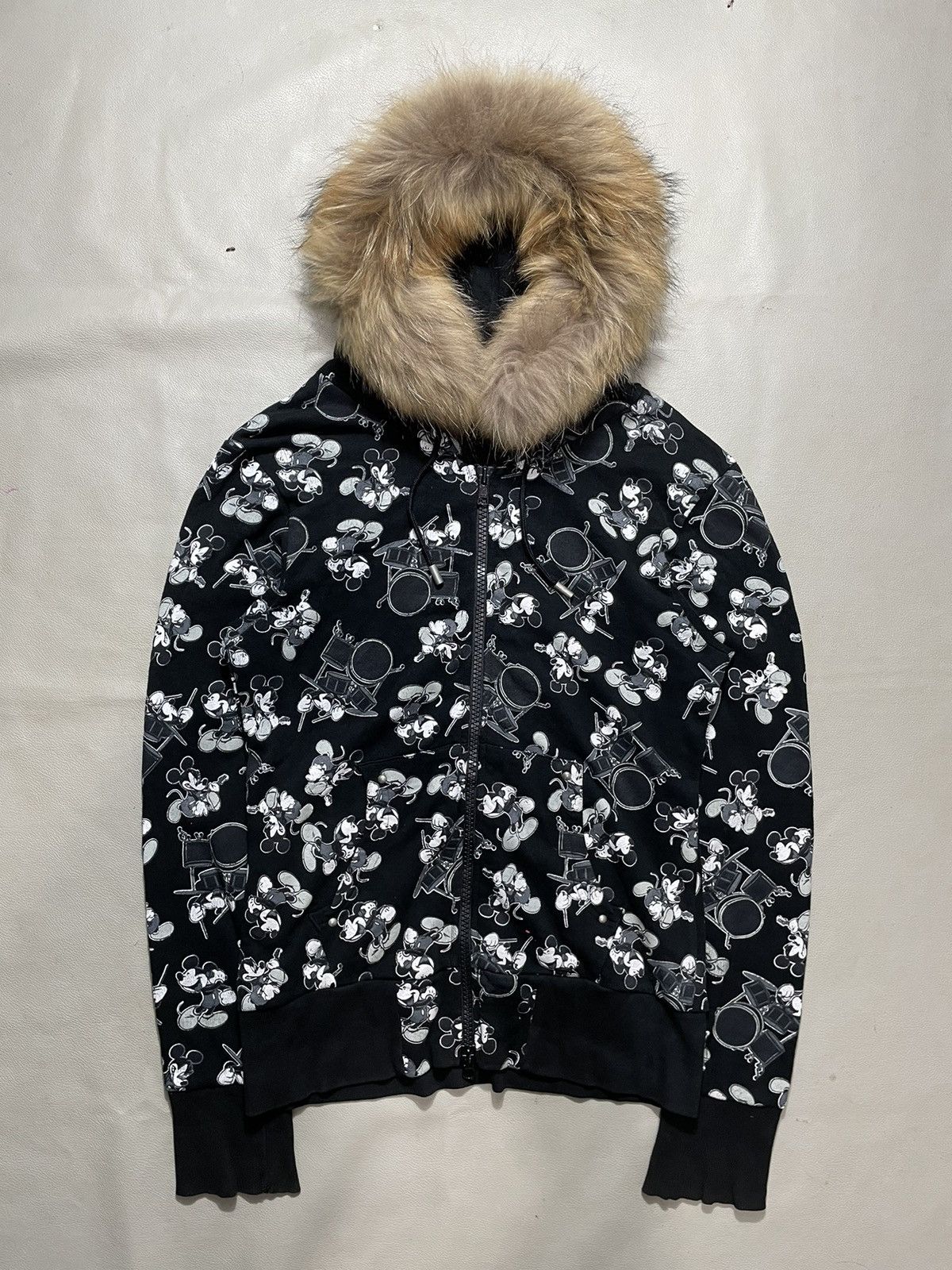 Gothic Mickey mouse Faux Fur Hoodie