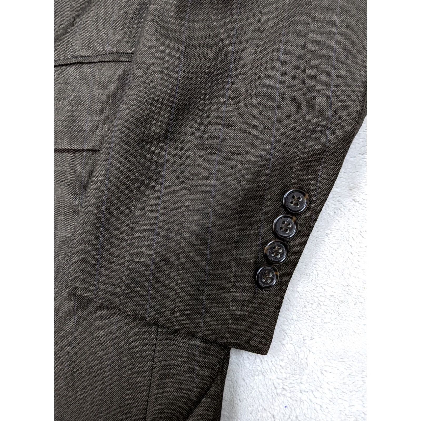 Pronto Uomo Pronto Uomo Firenze Blazer Jacket 40L Gray Herringbone Wool Super 100 Italy Men Thin-Notch Lapel 3 Button Long Sleeve Regular Jacket Size 40R - 2 Thumbnail