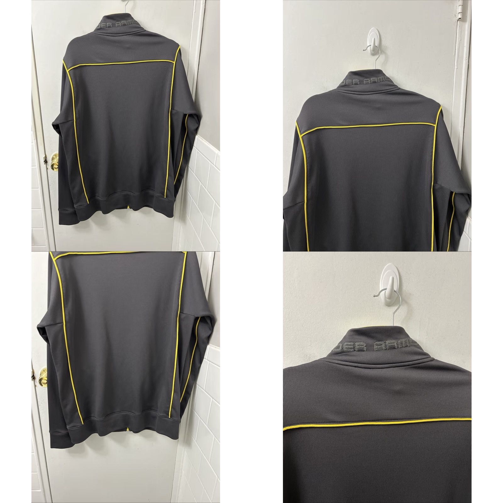 Under Armour Under Armour Track Jacket Mens XL Gray Yellow Full Zip Loose Fit Logo L/S Size US XL / EU 56 / 4 - 8 Thumbnail