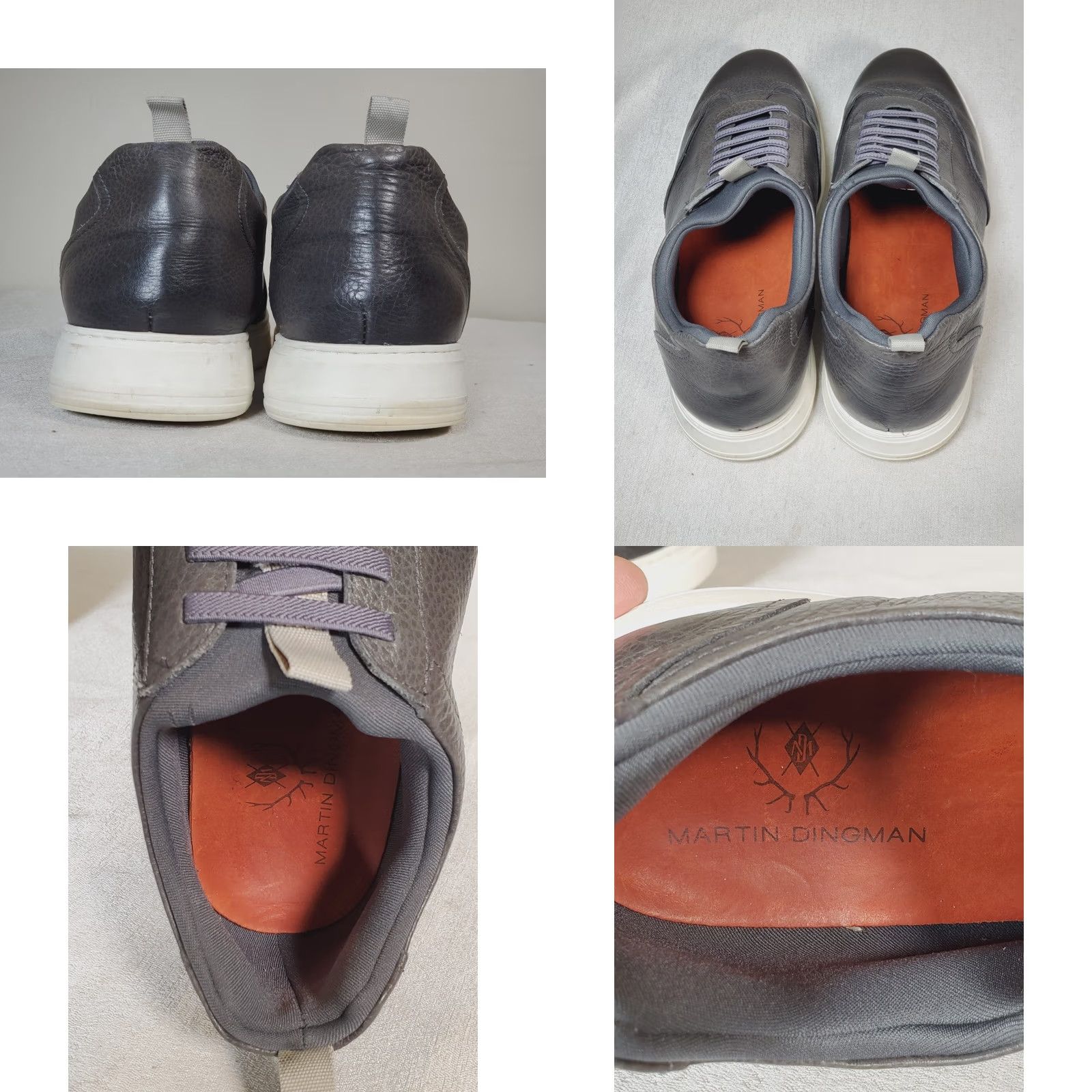 Vintage Martin Dingman David Mens Graphite Pebbled Leather Casual Sneakers Black Lace-Up Size US 12 / EU 45 - 8 Thumbnail