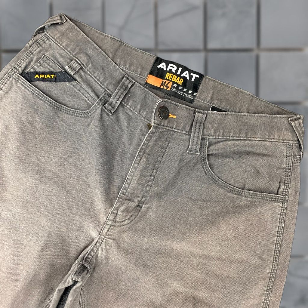Ariat Ariat Rebar M4 Pants Mens 32 x 30 Gray Canvas Straight Utility Work Durastretch Size US 32 / EU 48 - 1 Thumbnail