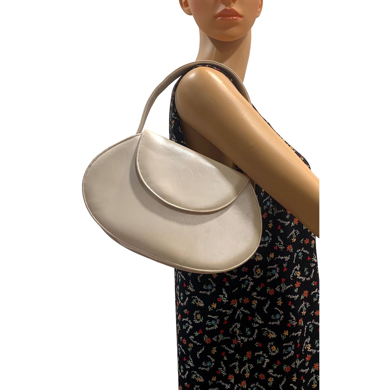 Genuine Leather × Vintage Vintage 80s Pearl White Structured Top Handle Leather Bag Size ONE SIZE - 2 Thumbnail