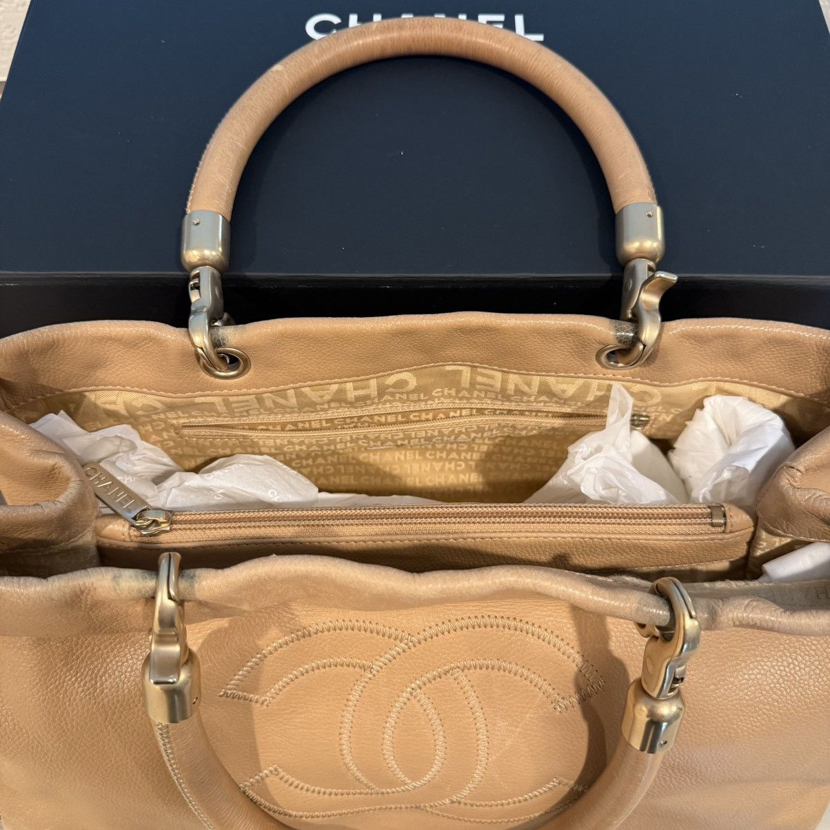 Chanel CHANEL Shopper Tote Bag Beige Grained Calfskin Handbag w/Box Size ONE SIZE - 6 Thumbnail